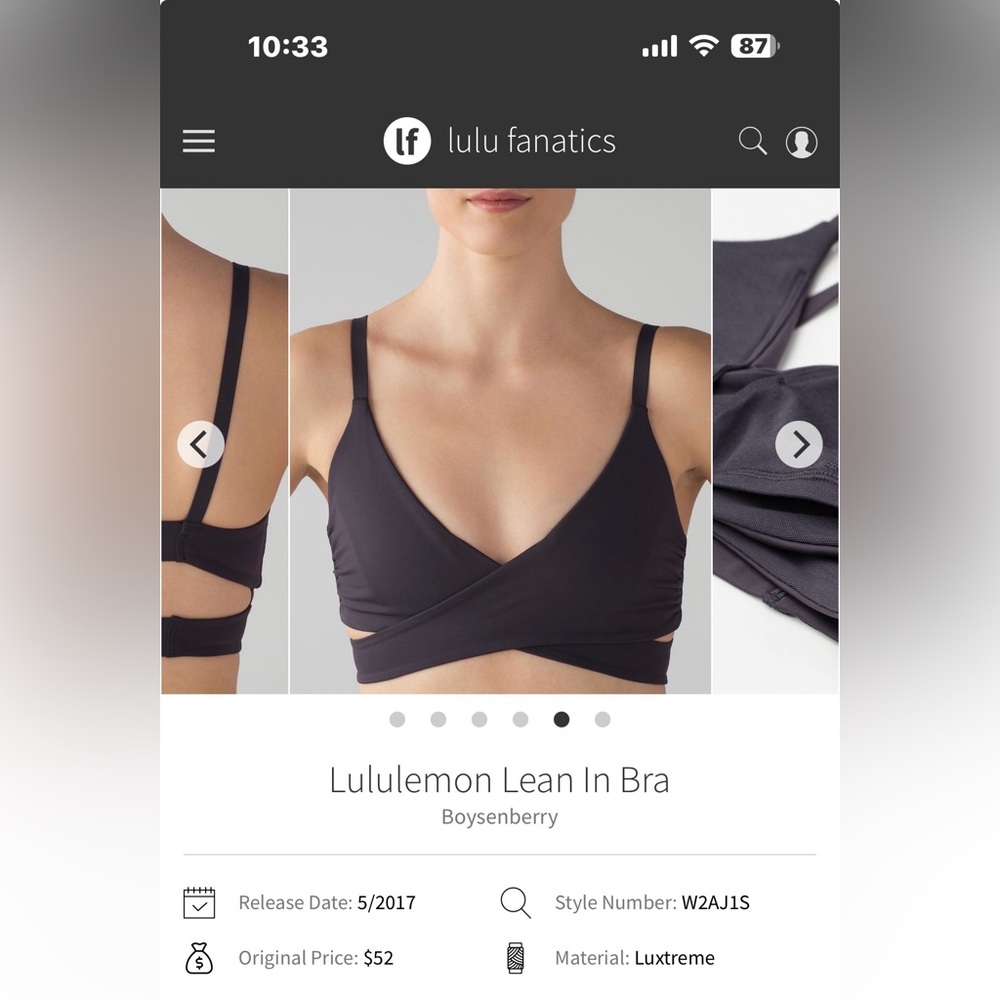 lululemon athletica Lean In Boysenberry Sports Bra size 10